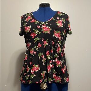 Say Anything Floral Black Peplum top